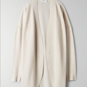 New Aritzia Babaton Beige White Lucida Summer Mesh Cardigan xxs 2xs 0 00